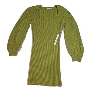Revolve Green Ribbed Knit Mini Dress